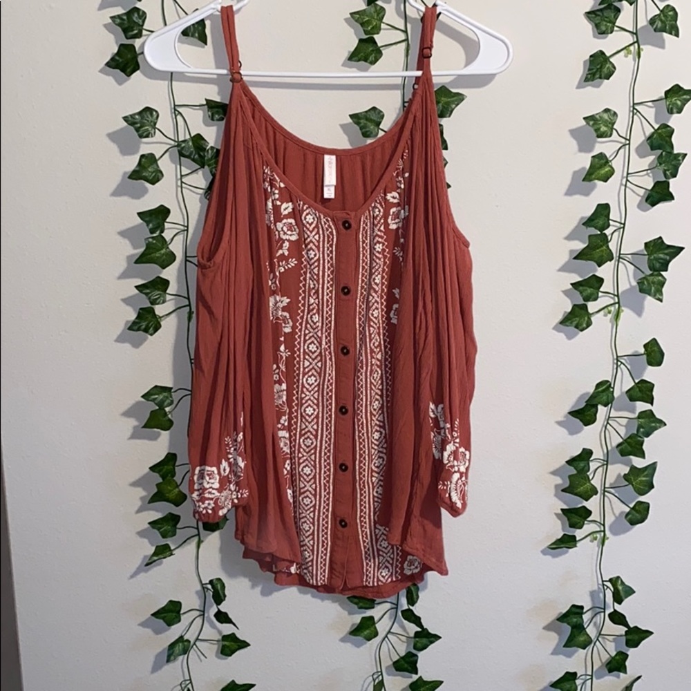 Shoulder Split Button Up - image 1